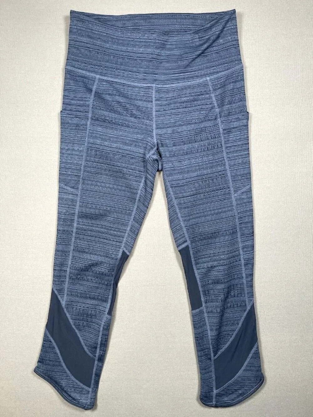 Athleta High Rise Jacquard Mesh Chat To Town Blue Capri Legging - Size Small